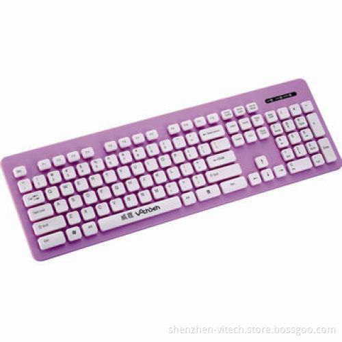 2.4 G wireless washable keyboard, pink, blue, purple, 10m work distance